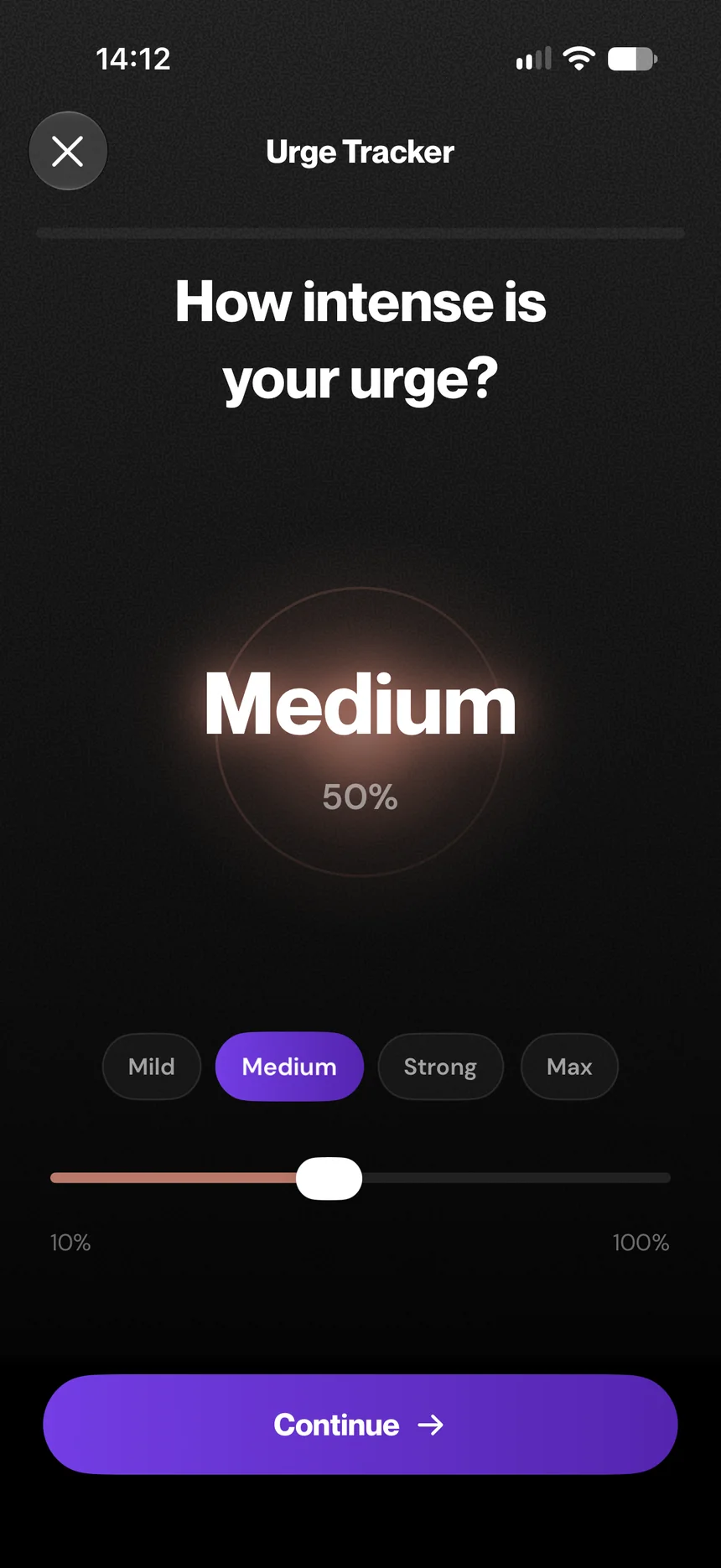 QUITTR Urge Tracker: How intense is your urge?